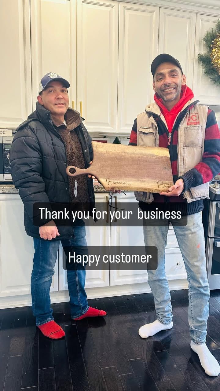 Thank you for your business — another happy customer. Custom branded cutting board.